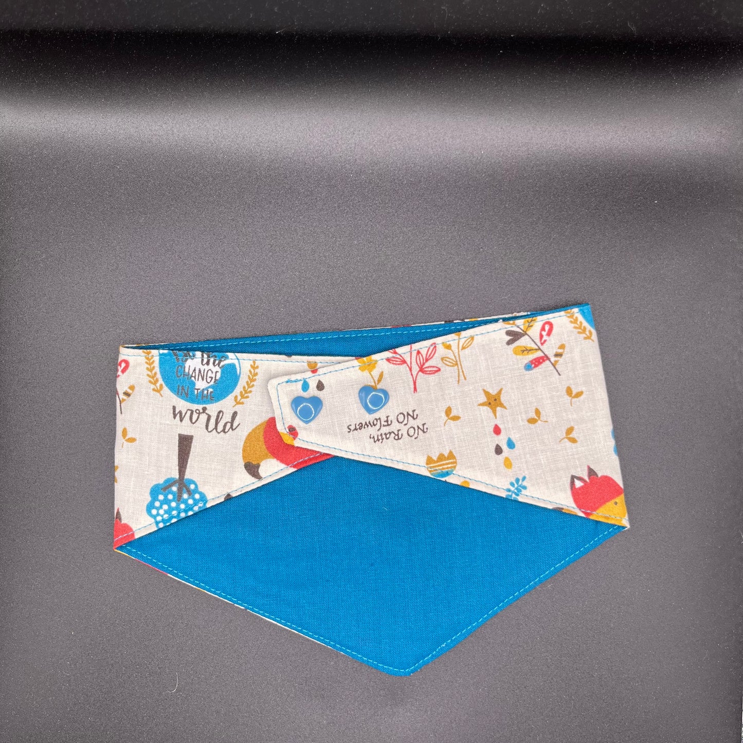 Bandana Chien Réversible – Forêt Enchantée & Bleu Canard – Fait Main