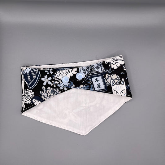 Bandana Chien Réversible – Imprimé Japon Traditionnel & Coton Blanc