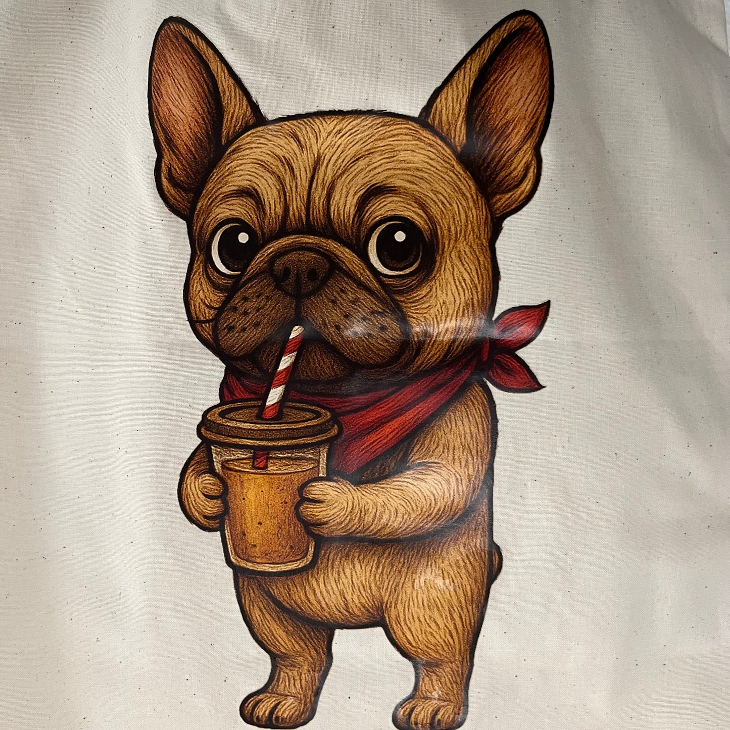 sac artisanal avec motif chien illustré