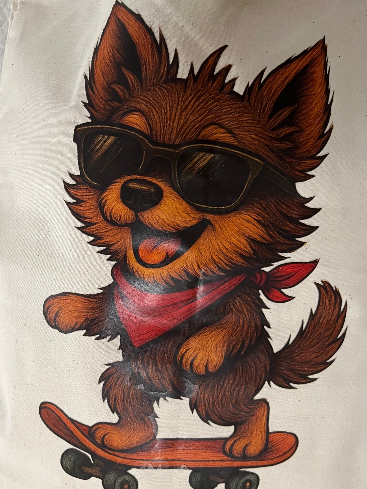 sac artisanal avec motif chien illustré