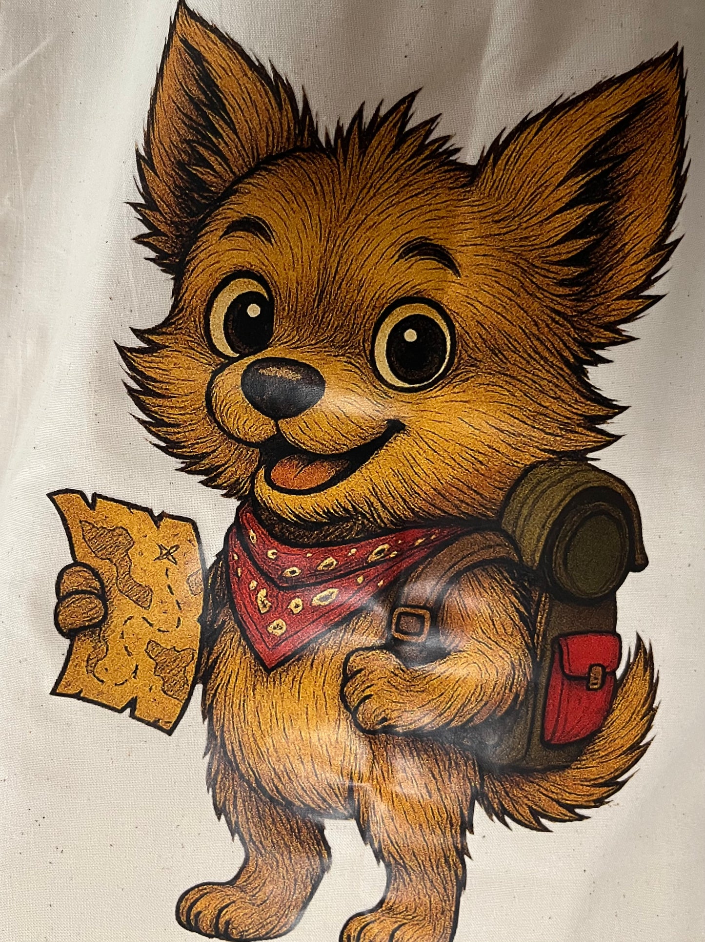 sac artisanal avec motif chien illustré