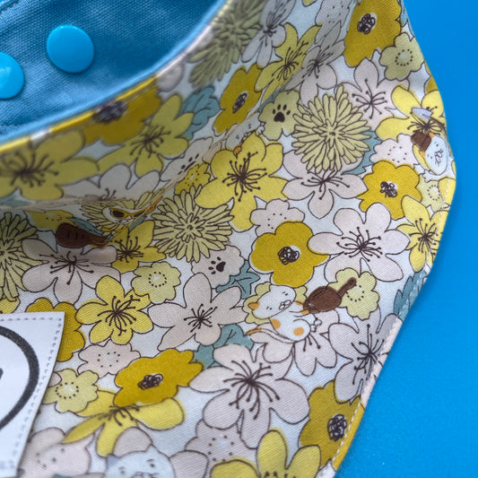 bandana pour chien tissu jaune et bleu