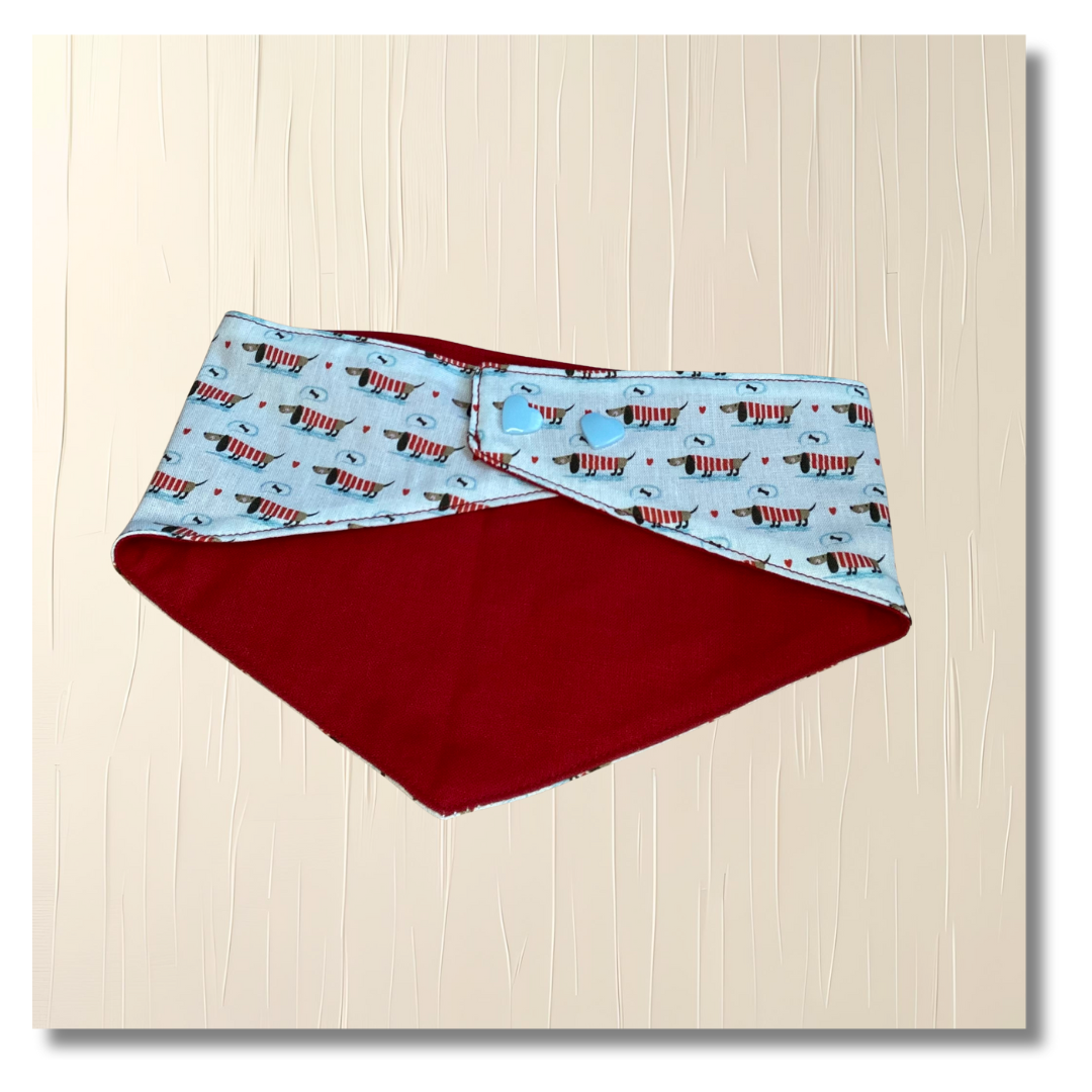 Bandana Chien Dashhund - Réversible Rouge – Accessoire Été Fait Main