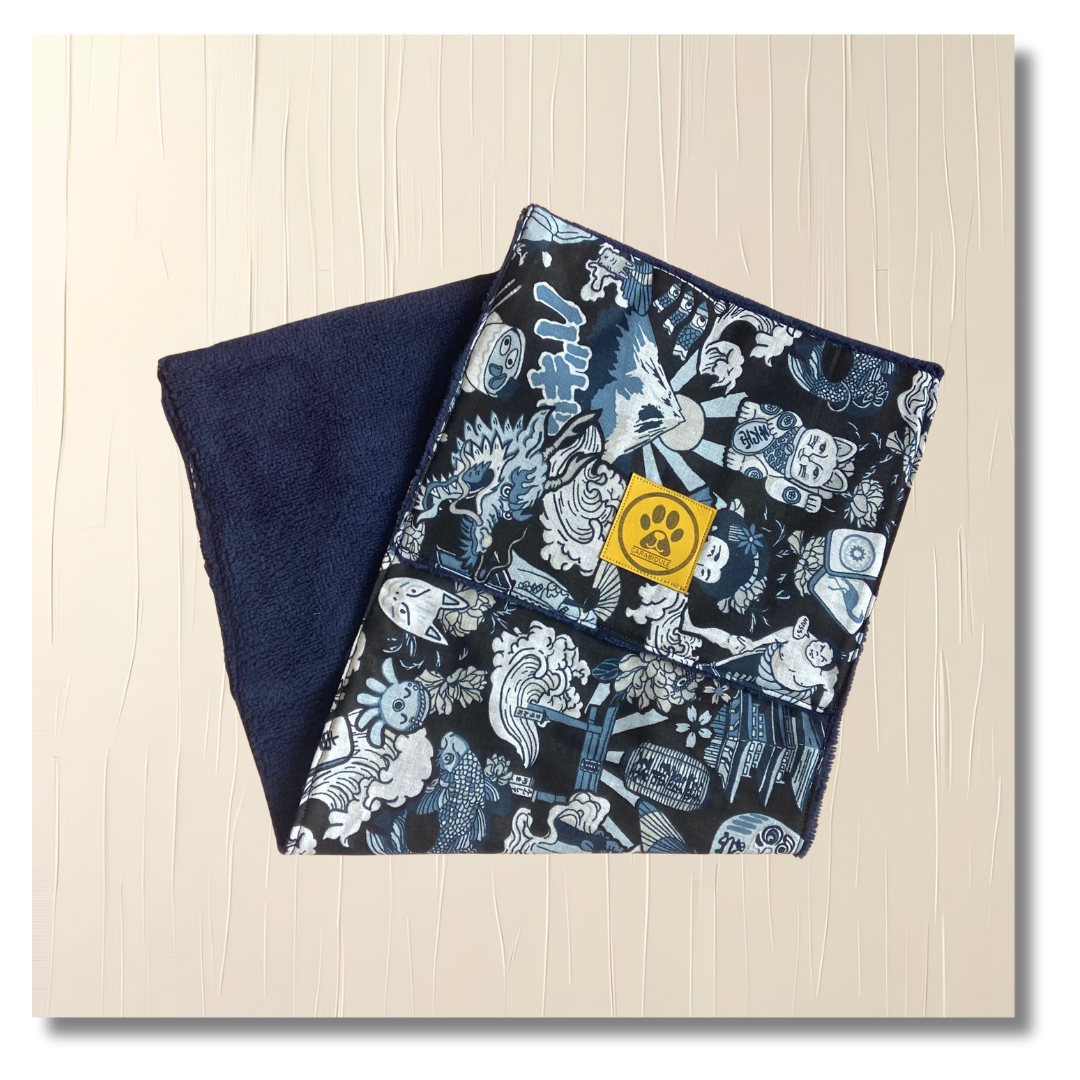 Serviette essuie-pattes japan bleu