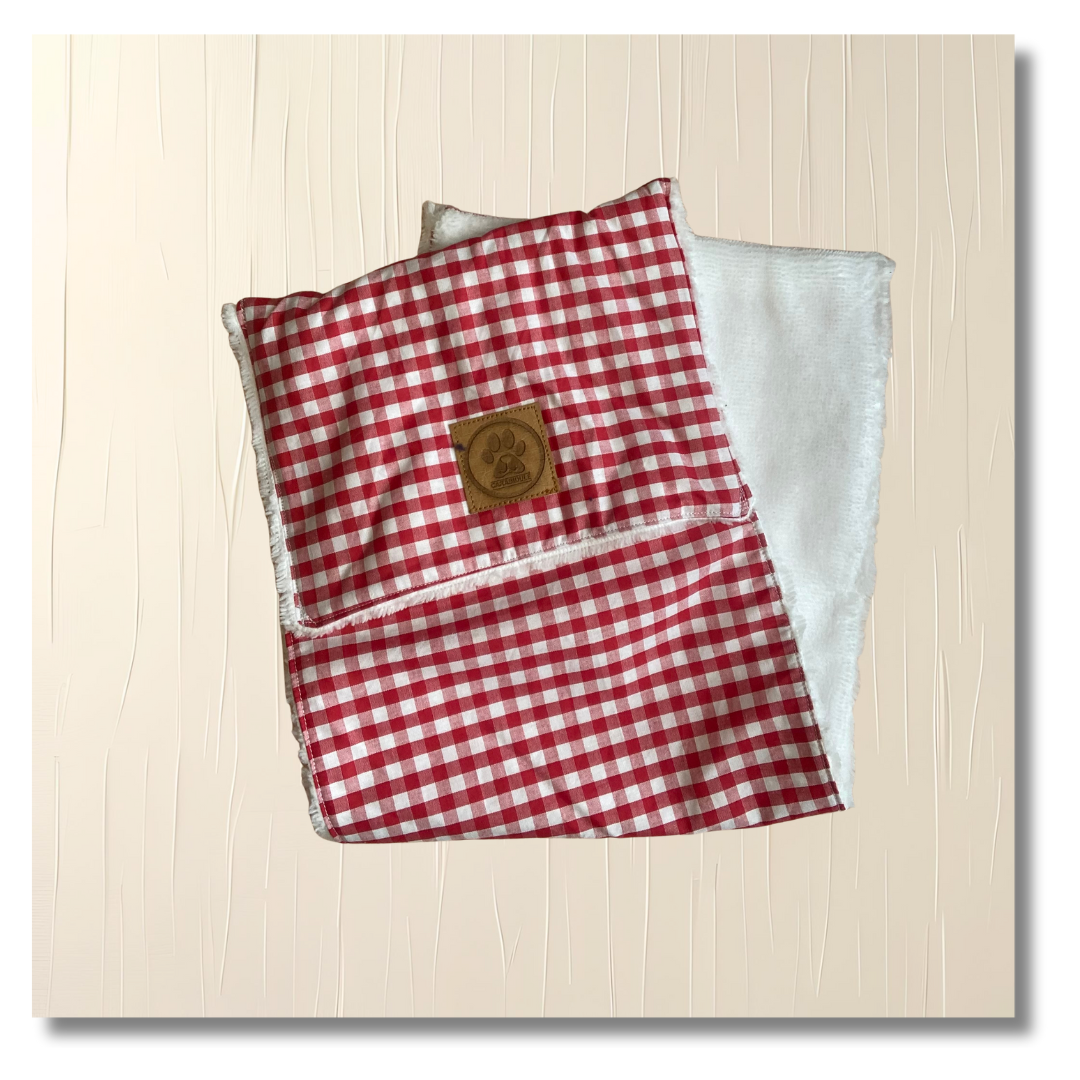 Serviette essuie-pattes carreaux rouge