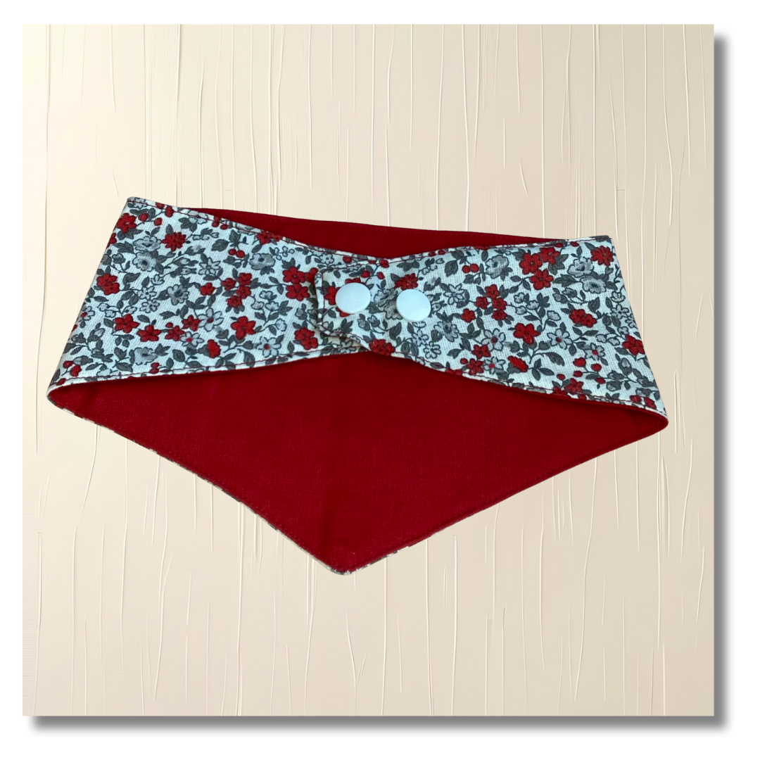 Bandana Chien Flower - Réversible Rouge – Accessoire Été Fait Main