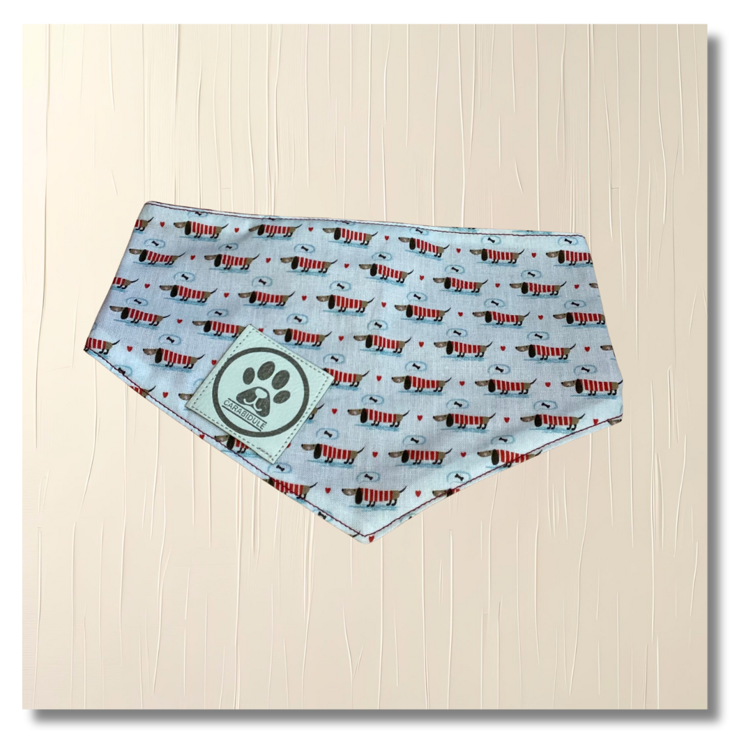 Bandana Chien Dashhund - Réversible Rouge – Accessoire Été Fait Main