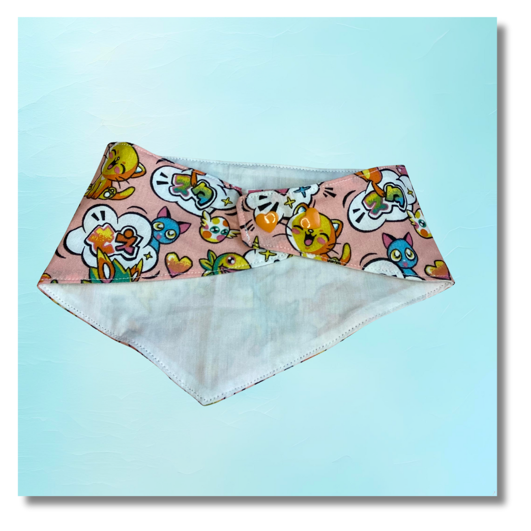 Bandana Chien Poke - Réversible Blanc – Accessoire Été Fait Main