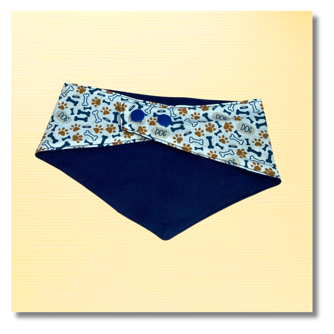 Bandana Chien Dog - Réversible Bleu – Accessoire Été Fait Main
