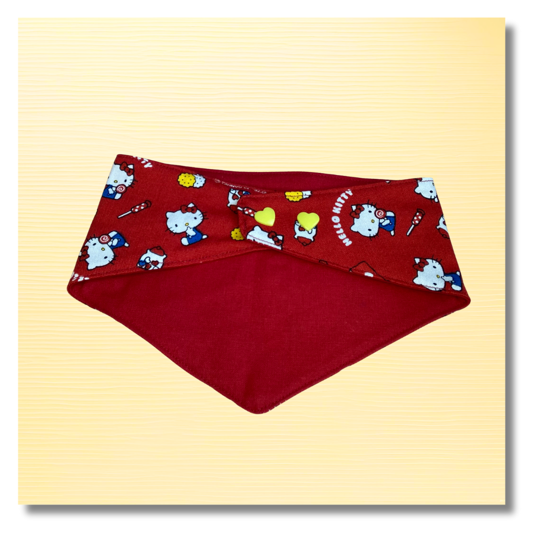 Bandana Chien Kawaii - Réversible Rouge – Accessoire Été Fait Main
