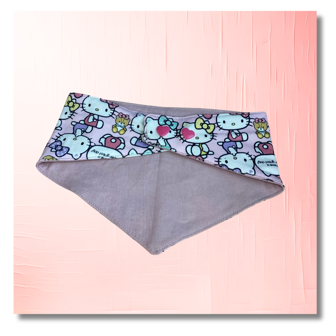 Bandana Chien Kawaii Pastel - Réversible Rose – Accessoire Été Fait Main