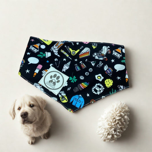 Bandana Chien Girly -  Réversible Blanc – Accessoire Été Fait Main