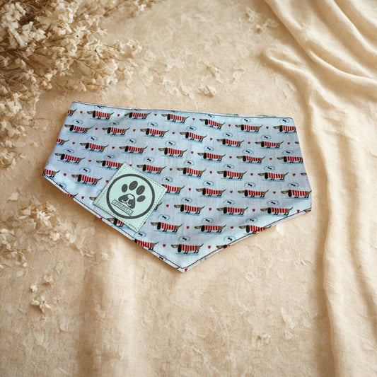 Bandana Chien Dashhund -  Réversible Rouge – Accessoire Été Fait Main