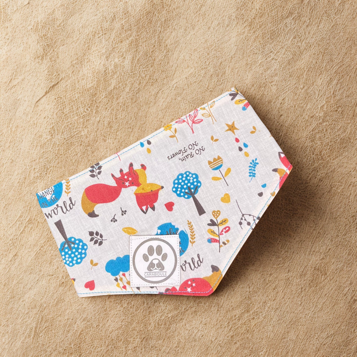 Bandana Chien Réversible – Forêt Enchantée & Bleu Canard – Fait Main