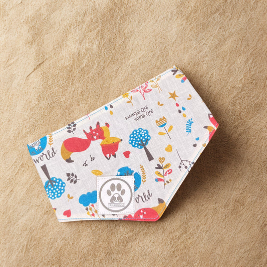 Bandana Chien Réversible – Forêt Enchantée & Bleu Canard – Fait Main