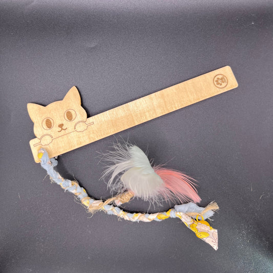 🐈 Jouet pour chat – Canne avec jouet tissu, plume et grelot