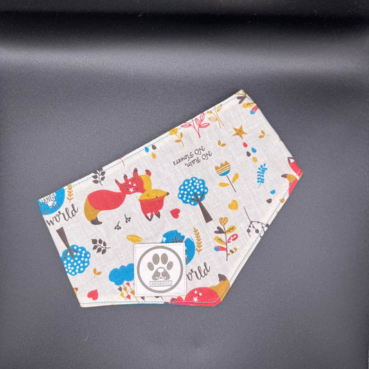 Bandana Chien Réversible – Forêt Enchantée & Bleu Canard – Fait Main
