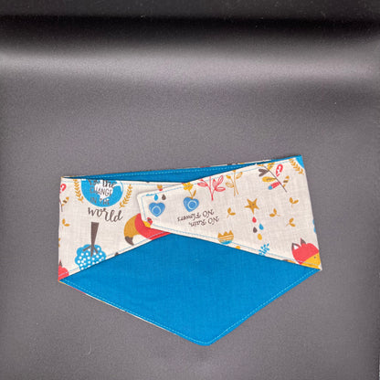 Bandana Chien Réversible – Forêt Enchantée & Bleu Canard – Fait Main