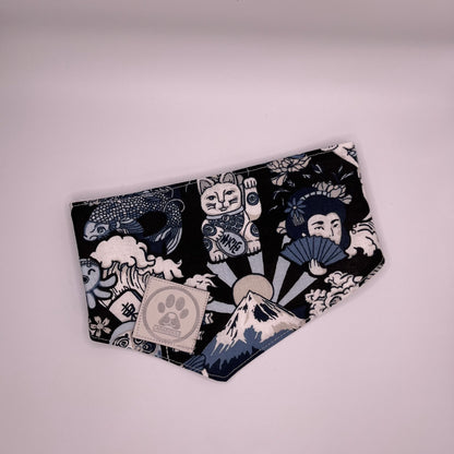 Bandana Chien Réversible – Imprimé Japon Traditionnel & Coton Blanc