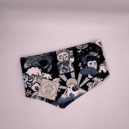 Bandana Chien Réversible – Imprimé Japon Traditionnel & Coton Blanc