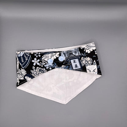Bandana Chien Réversible – Imprimé Japon Traditionnel & Coton Blanc