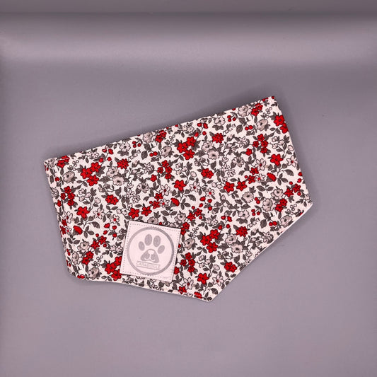 Bandana Chien Flower  -  Réversible Blanc – Accessoire Été Fait Main