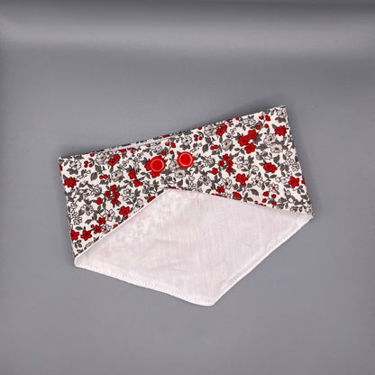 Bandana Chien Flower  -  Réversible Blanc – Accessoire Été Fait Main