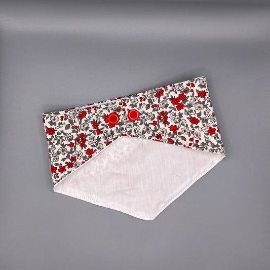 Bandana Chien Flower  -  Réversible Blanc – Accessoire Été Fait Main