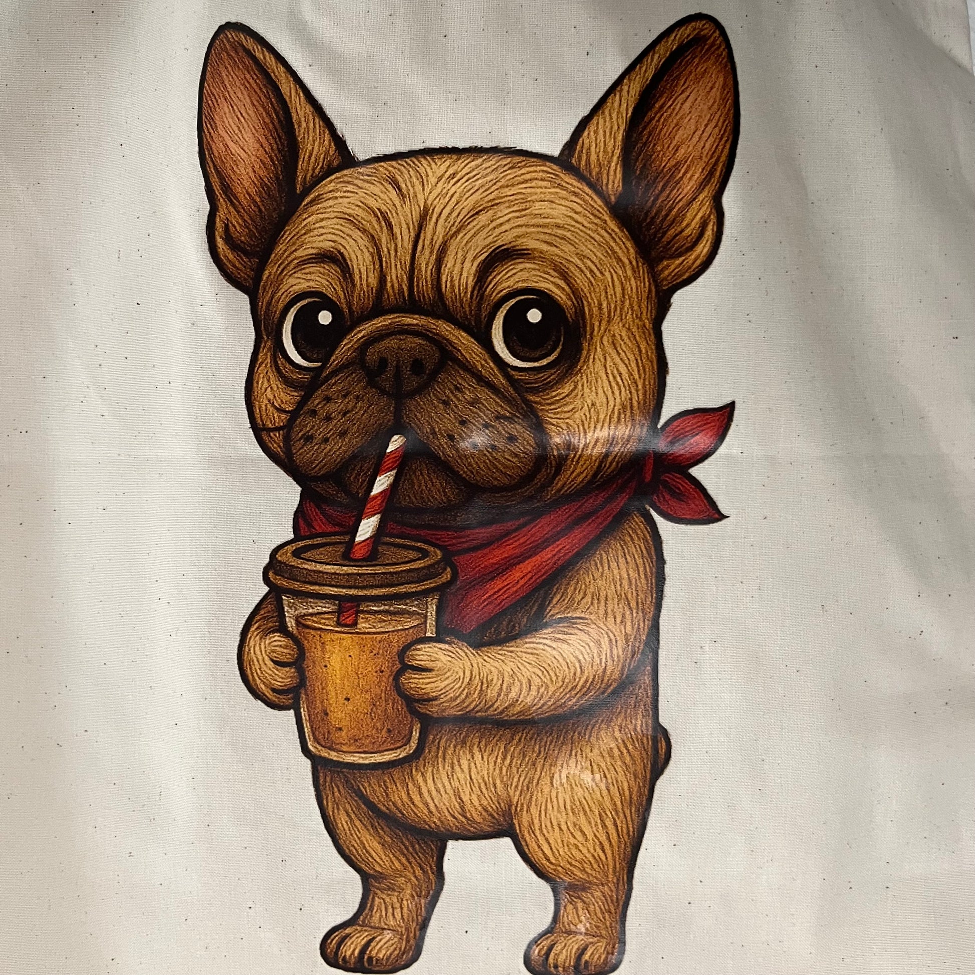 sac artisanal avec motif chien illustré