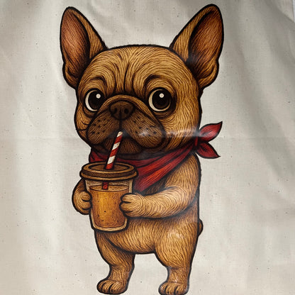 sac artisanal avec motif chien illustré