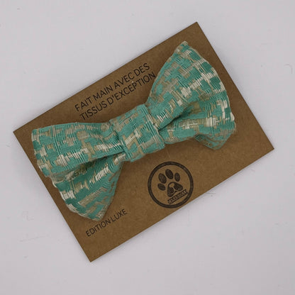 Nœud papillon chien et chat menthe – Édition Luxe Carabidule
Accessoire chic pour chien – nœud papillon artisanal
Nœud papillon premium pour chat – tissu d’exception
Packaging kraft Carabidule – nœud papillon fait main