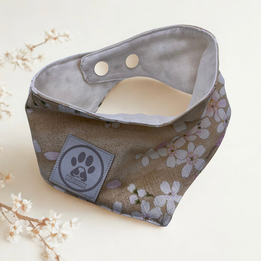 Bandana pour chien Sakura beige en tissu japonais – Collection Printemps 2026