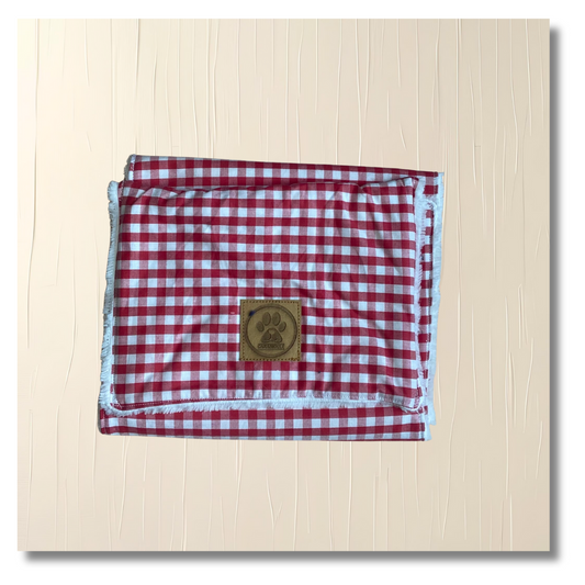 Serviette essuie-pattes carreaux rouge