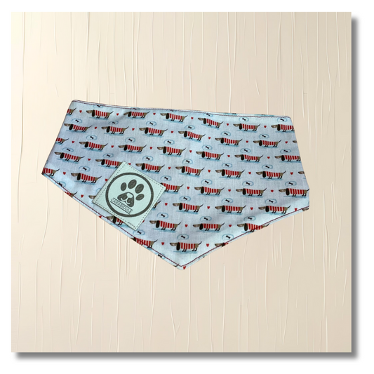 Bandana Chien Dashhund -  Réversible Rouge – Accessoire Été Fait Main