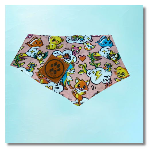 Bandana Chien Poke -  Réversible Blanc – Accessoire Été Fait Main