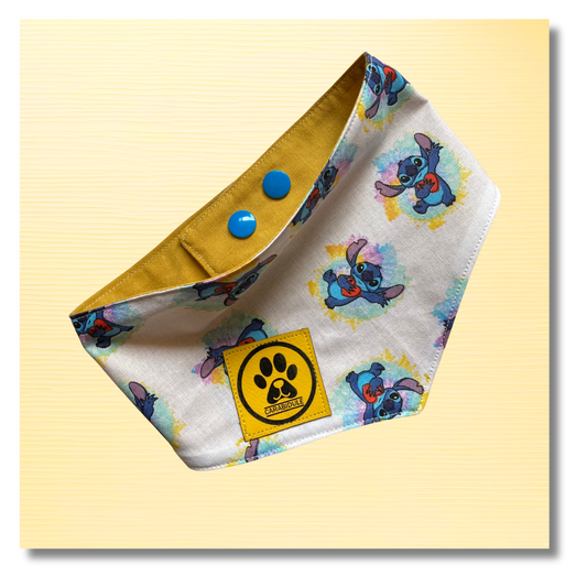 Bandana Chien Stitch Réversible – Accessoire Été Fait Main