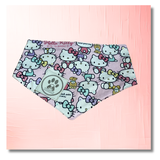 Bandana Chien Kawaii Pastel -  Réversible Rose – Accessoire Été Fait Main